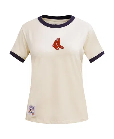 Shop Pro Standard Women's  Cream Boston Red Sox Retro Classic Ringer T-shirt