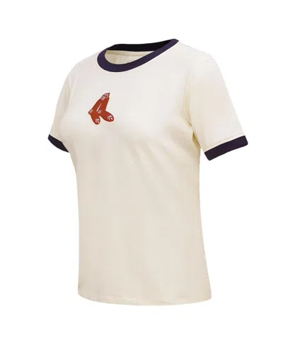 Shop Pro Standard Women's  Cream Boston Red Sox Retro Classic Ringer T-shirt
