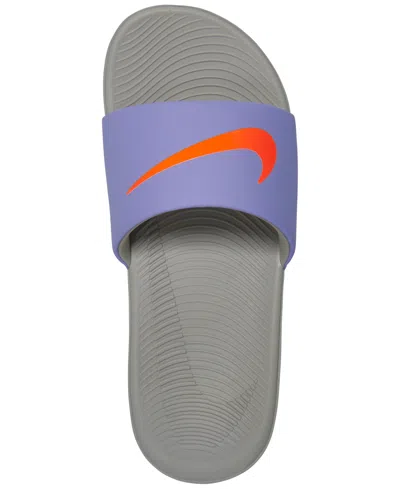 Shop Nike Big Girls Kawa Slide Sandals From Finish Line In Purple,gray