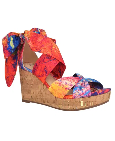 Shop Impo Women's Orabelle Ankle Wrap Platform Wedge Sandals In Sunset Multi