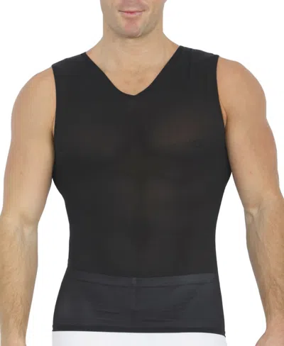 Shop Instaslim Men's Power Mesh Compression Sleeveless V-neck Shirt In Black