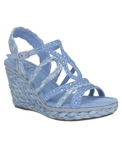 Shop Impo Women's Omalia Raffia Platform Wedge Sandals In Soft Blue