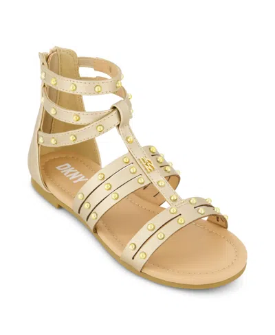 Shop Dkny Little Girls Cassie Classy Open Toe Sandals In Soft Gold