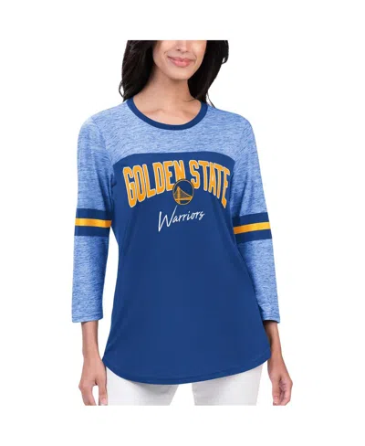 Shop G-iii 4her By Carl Banks Women's  Royal Golden State Warriors Play The Game Three-quarter Sleeve T-sh