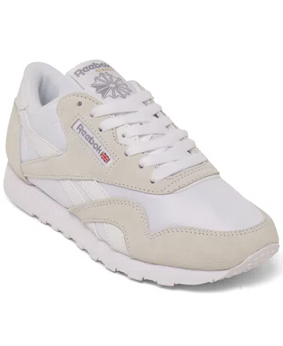 Shop Reebok Women's Classic Nylon Casual Sneakers From Finish Line In White