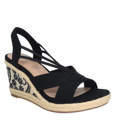 Shop Impo Women's Tiyasa Embroidered Platform Wedge Sandals In Black