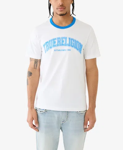 Shop True Religion Men's Short Sleeve Collegiate Ringer T-shirts In Optic White
