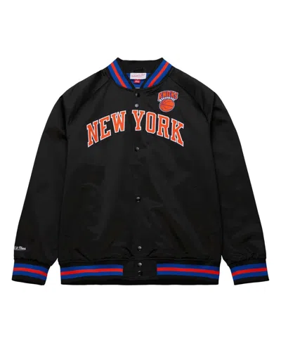 Shop Mitchell & Ness Men's  Black New York Knicks Big And Tall Hardwood Classics Wordmark Satin Raglan Ful