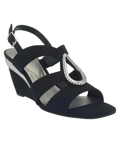 Shop Impo Women's Violette Ornamented Wedge Sandals In Black