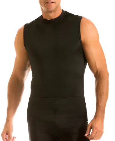 Shop Instaslim Men's Activewear Hi-neck Sleeveless Crewneck T-shirt In Black