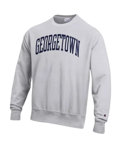 Shop Champion Men's  Heathered Gray Georgetown Hoyas Arch Reverse Weave Pullover Sweatshirt