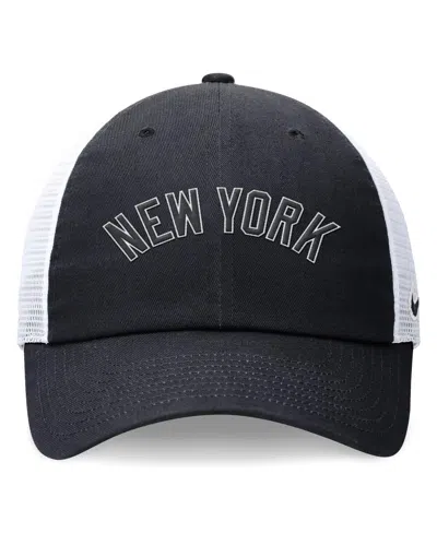 Nike Men's  Navy New York Yankees Evergreen Wordmark Trucker Adjustable Hat In Navy