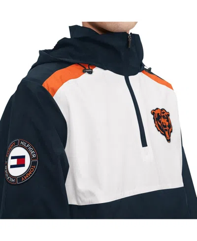 Shop Tommy Hilfiger Men's  Navy, White Chicago Bears Carter Half-zip Hooded Top In Navy,white