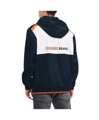 Shop Tommy Hilfiger Men's  Navy, White Chicago Bears Carter Half-zip Hooded Top In Navy,white