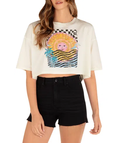 Shop Hurley Juniors' Psychedelic Surf Cropped T-shirt In Cream