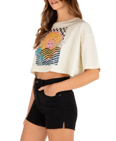 Shop Hurley Juniors' Psychedelic Surf Cropped T-shirt In Cream