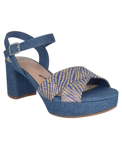 Shop Impo Women's Nicolette Platform Block Heel Sandals In Natural,cobalt Blue