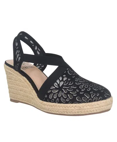 Shop Impo Women's Tuccia Laser Cut Platform Wedge Sandals In Black