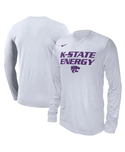 Shop Nike Men's And Women's  White Kansas State Wildcats 2024 On-court Bench Long Sleeve T-shirt