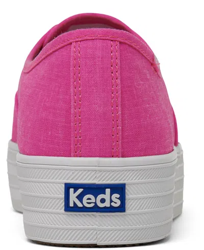 Shop Keds Women's Point Canvas Lace-up Platform Casual Sneakers From Finish Line In Bright Pink
