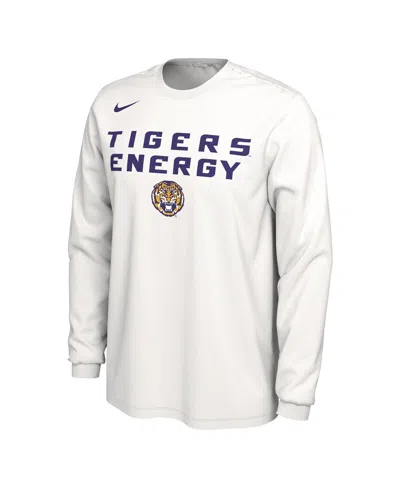 Shop Nike Men's And Women's  White Lsu Tigers 2024 On-court Bench Energy Long Sleeve T-shirt