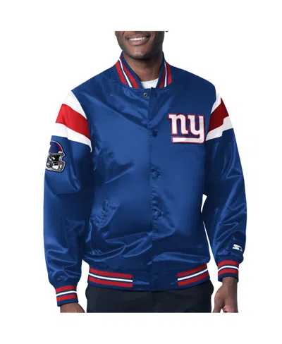 Shop Starter Men's  Royal New York Giants Satin Full-snap Varsity Jacket