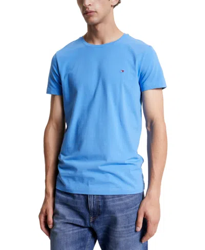 Shop Tommy Hilfiger Men's Stretch Cotton Slim-fit T-shirt In Sleepy Blue