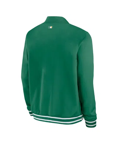 Shop Nike Men's  Green Oakland Athletics Authentic Collection Full-zip Bomber Jacket