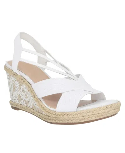 Shop Impo Women's Tiyasa Embroidered Platform Wedge Sandals In White