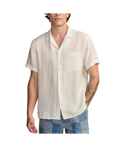 Shop Lucky Brand Men's Linen Camp Collar Short Sleeve Shirt In Bright White