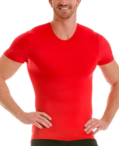 Shop Instaslim Men's Big & Tall Compression Activewear Short Sleeve Crewneck T-shirt In Red