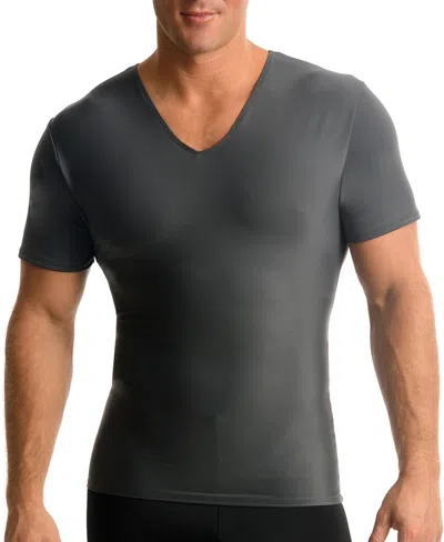 Shop Instaslim Men's Compression Activewear Short Sleeve V-neck T-shirt In Gunmetal
