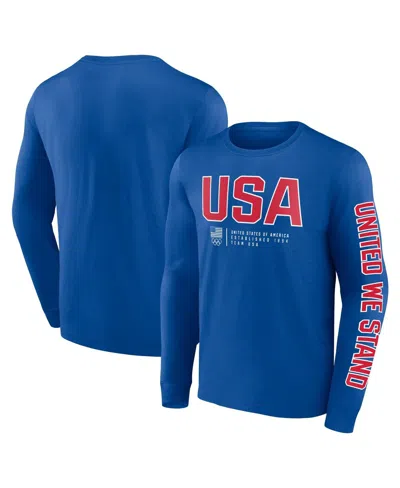 Shop Fanatics Men's  Royal Team Usa Strive For Gold Long Sleeve T-shirt