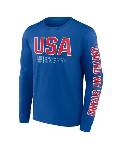 Shop Fanatics Men's  Royal Team Usa Strive For Gold Long Sleeve T-shirt