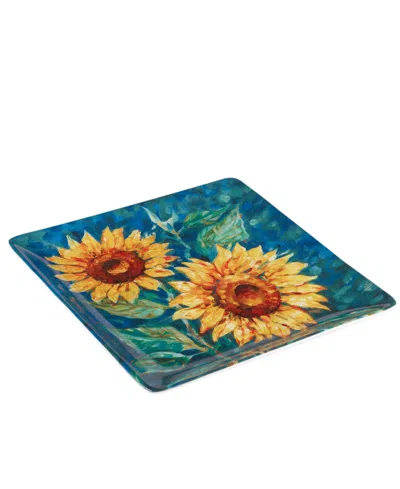Shop Certified International Golden Sunflowers Square Platter In Miscellaneous