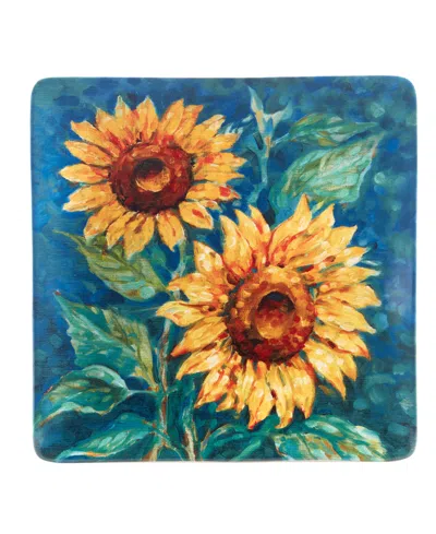 Shop Certified International Golden Sunflowers Square Platter In Miscellaneous