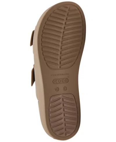Shop Crocs Women's Brooklyn Low Wedge Sandals From Finish Line In Latte