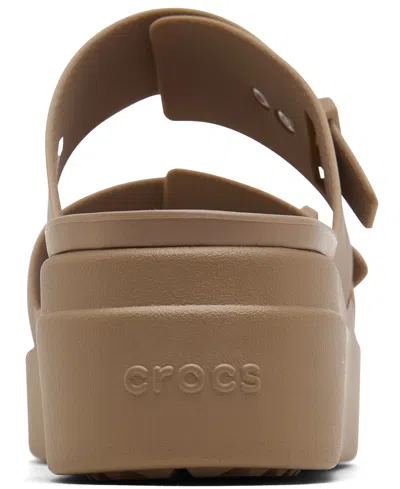 Shop Crocs Women's Brooklyn Low Wedge Sandals From Finish Line In Latte
