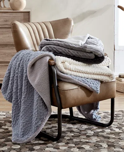 Shop G.h. Bass & Co. Textured Cozy Sherpa Throw, 50" X 60" In Gray
