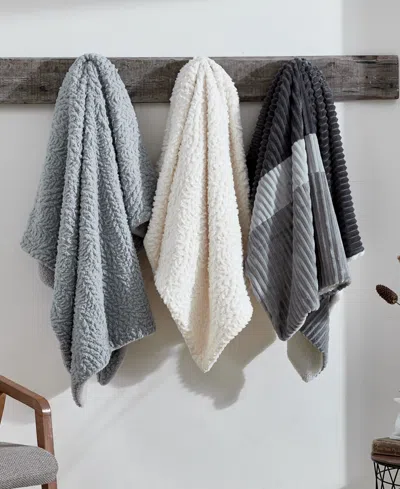 Shop G.h. Bass & Co. Textured Cozy Sherpa Throw, 50" X 60" In Gray