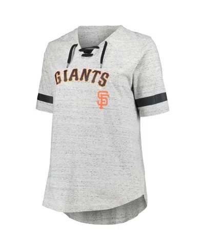 Shop Profile Women's  Heather Gray San Francisco Giants Plus Size Lace Up T-shirt