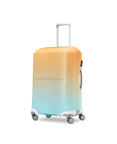Shop Samsonite Printed Luggage Cover M In Blue,orange Ombre
