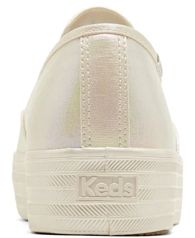 Shop Keds Women's Point Canvas Lace-up Platform Casual Sneakers From Finish Line In White