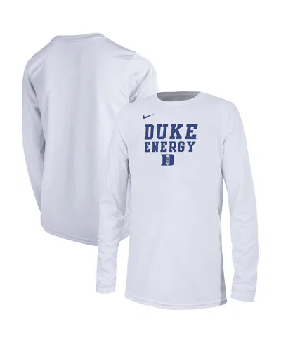 Shop Nike Big Boys  White Duke Blue Devils 2024 On-court Bench Energy T-shirt