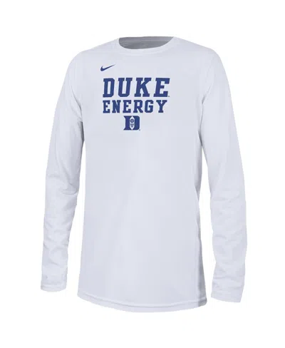 Shop Nike Big Boys  White Duke Blue Devils 2024 On-court Bench Energy T-shirt