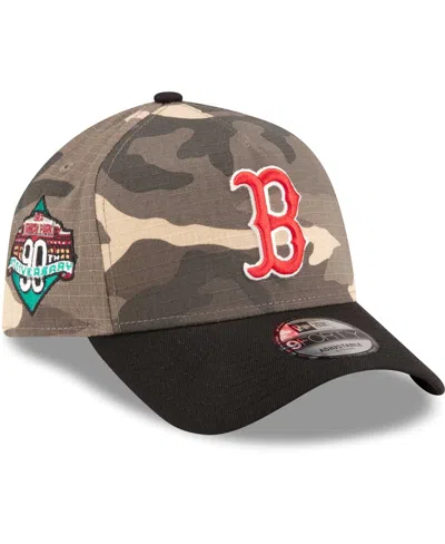 Shop New Era Men's  Boston Red Sox Camo Crown A-frame 9forty Adjustable Hat