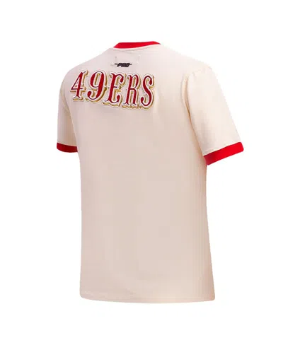 Shop Pro Standard Women's  Cream Distressed San Francisco 49ers Retro Classic Ringer T-shirt