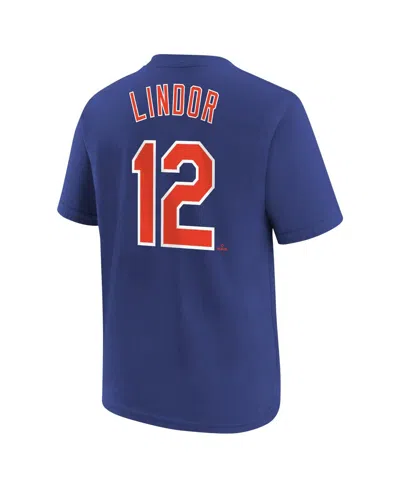 Shop Nike Big Boys  Francisco Lindor Royal New York Mets Home Player Name And Number T-shirt