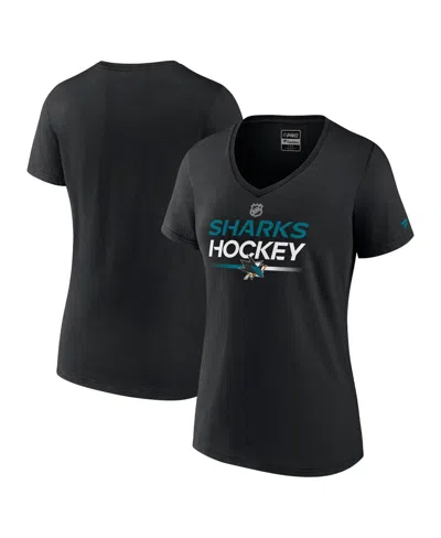 Fanatics Branded  Black San Jose Sharks Authentic Pro V-neck T-shirt In Black