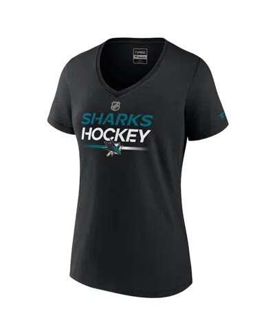 Fanatics Branded  Black San Jose Sharks Authentic Pro V-neck T-shirt In Black